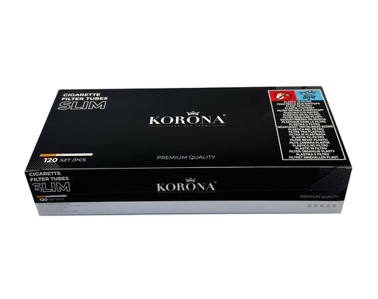 120 X Korona 6.5mm Slim Filter Tubes Premium Quality. 120 Tubes Per Pack