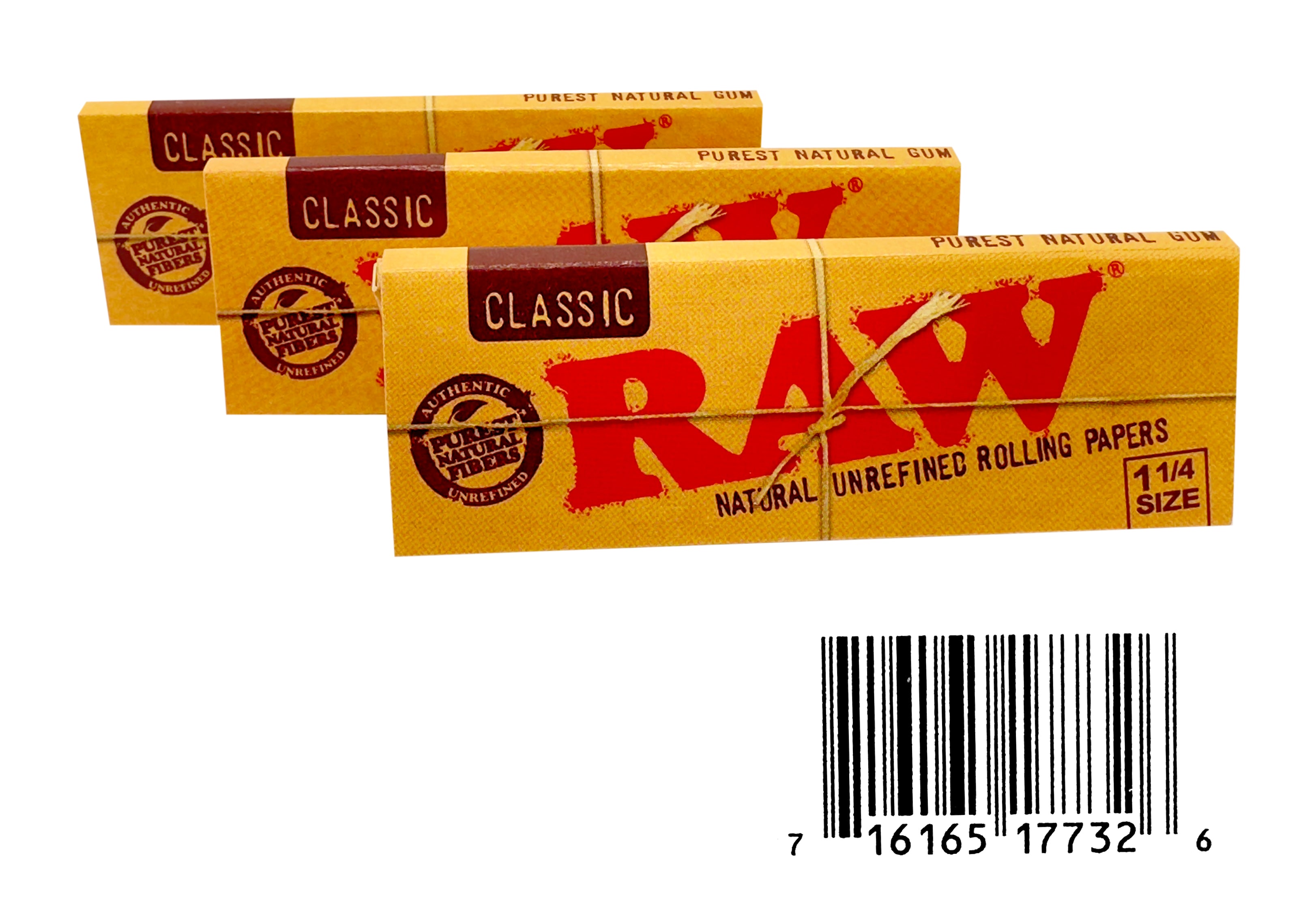 Raw Classic 1-1/4 Size Rolling Papers. One Booklet
