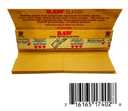 One Pack of Raw Classic Kingsize Slim Rolling Papers + Tips 24 pack
