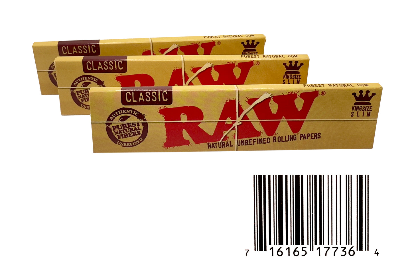 One Pack of Raw Classic Kingsize Slim Rolling Papers. 50 Booklets In A Pack